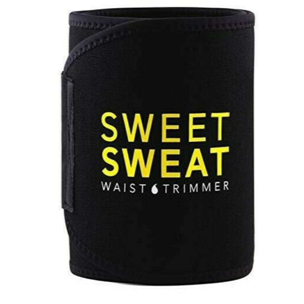 Sweet Sweat Waist Trimmer - Black/Yellow Logo | Premium Waist Trainer Small 35"